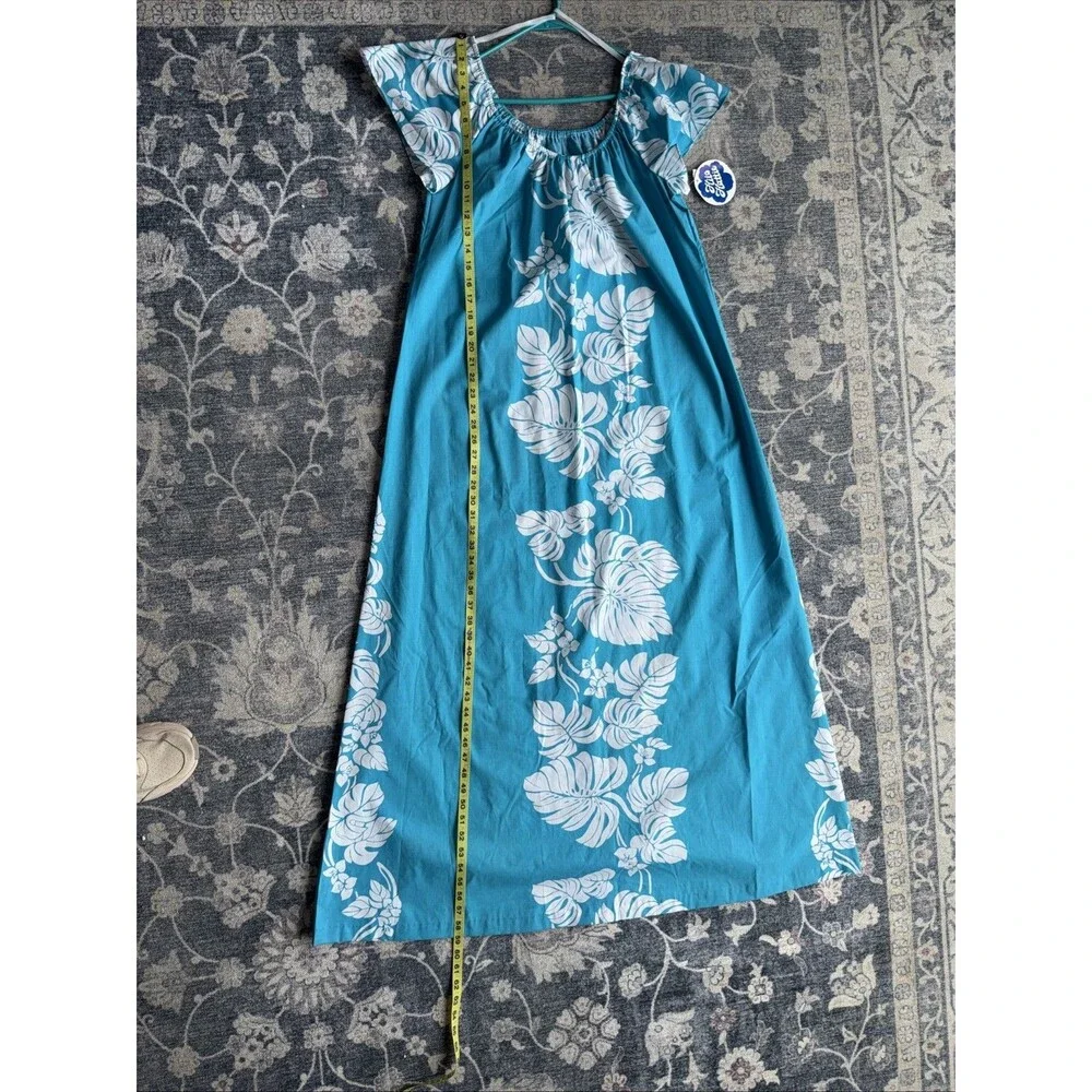 Hilo Hattie Hawaiian Tropical Dress Vintage, Size Medium Blue Long! - Picture 5 of 8